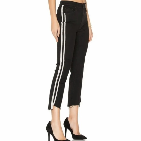 MOTHER Denim - MOTHER The Insider Crop Step Fray Jeans in Guilty Racer Black